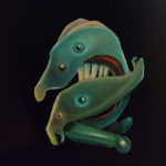 ABSTRACT OIL PAINTING WITH BLACK BACKGROUND