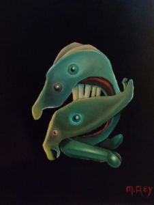 ABSTRACT OIL PAINTING WITH BLACK BACKGROUND