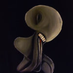 skull painting on black background